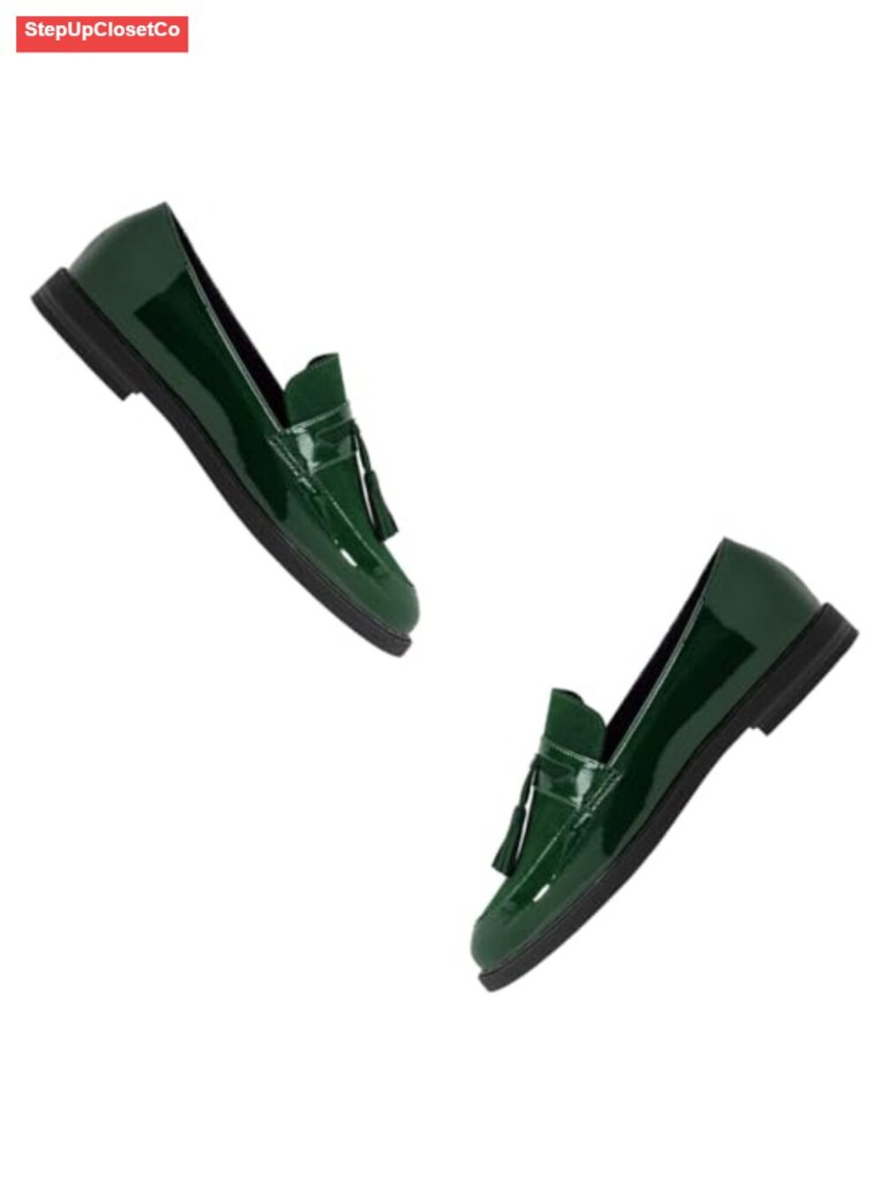 Women's Tassel Chunky Heel Loafer Shoes Round Toe Slip On Penny Loafers